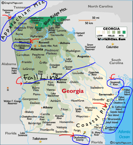 Filskidesign Georgia Physical Features Map - vrogue.co